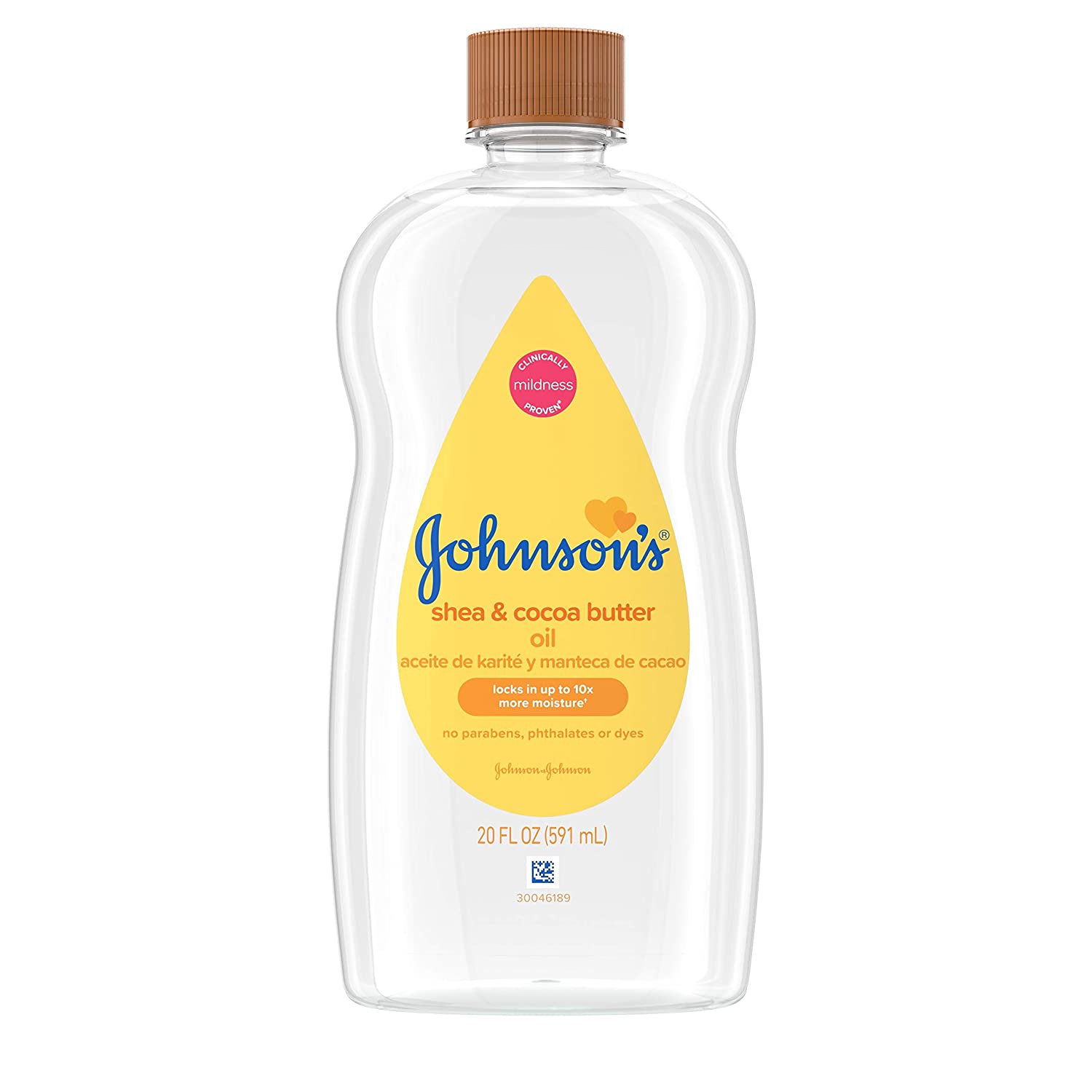 Johnson's Baby Oil, Mineral Oil Enriched with Shea & Cocoa Butter to Prevent Moisture Loss, Hypoallergenic, 20 fl. oz - Image 1